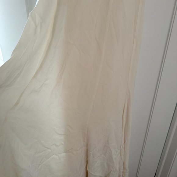 Reformation Lecce Maxi Crepe Dress Sz 4 Ivory Scoop Neck Full Skirt w/ Train - Picture 8 of 15